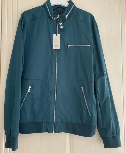 Cappotto giacca da uomo verde verde acqua RIVER ISLAND elegante con cerniera nuovo con etichette taglia XL PREZZO £50