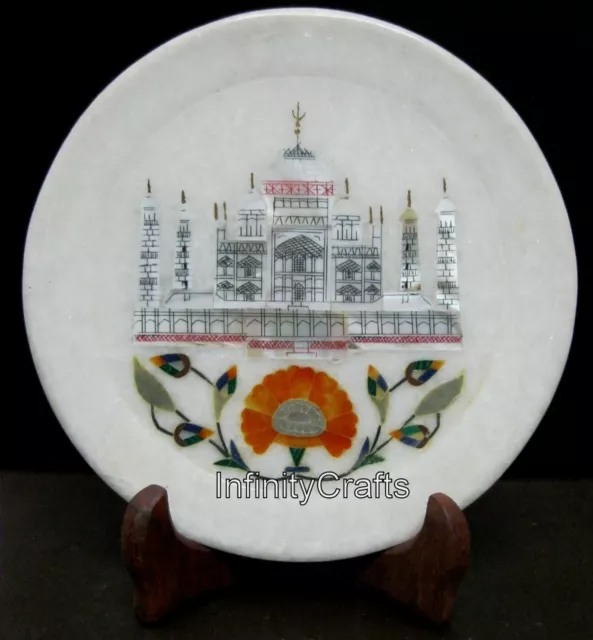 15.2cm Redondo Piedra Placa Decorativa Taj Mahal Diseño Incrustación Trabajo