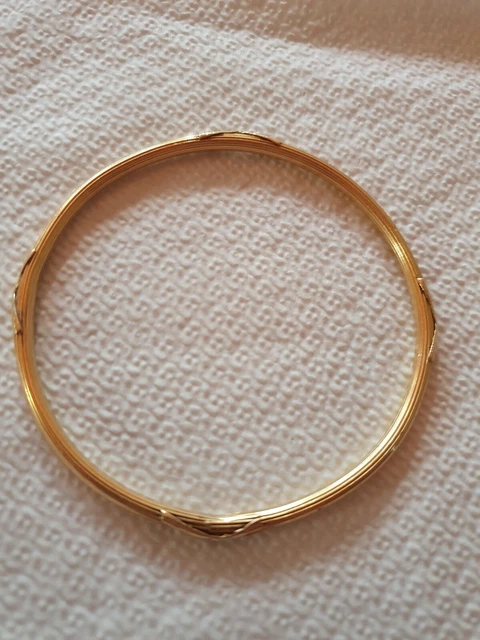 Bracelet Jonc Ouvrant En Or Jaune 18K - Motif Rinceaux Fleuris - Référence MP2511 - Occasion (bijou Porté)