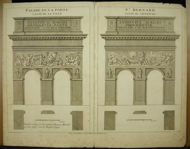 Ch L Simonneau Fascia of The Door Saint Bernard Paris Landmarks IN Print c1720