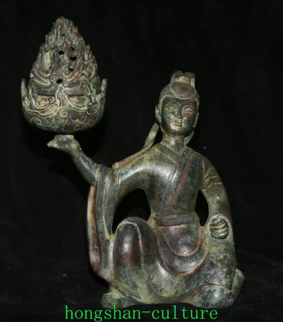 12" Old Chinese Shang Dynasty Bronze Ware Beauté Belle Brûleur d'encens Encensoi