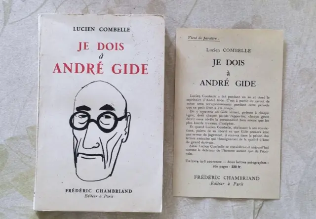 1946, E.o., "Je Dois A André Gide ",Combelle,Chambriand,Litterature,Poesie,Essai