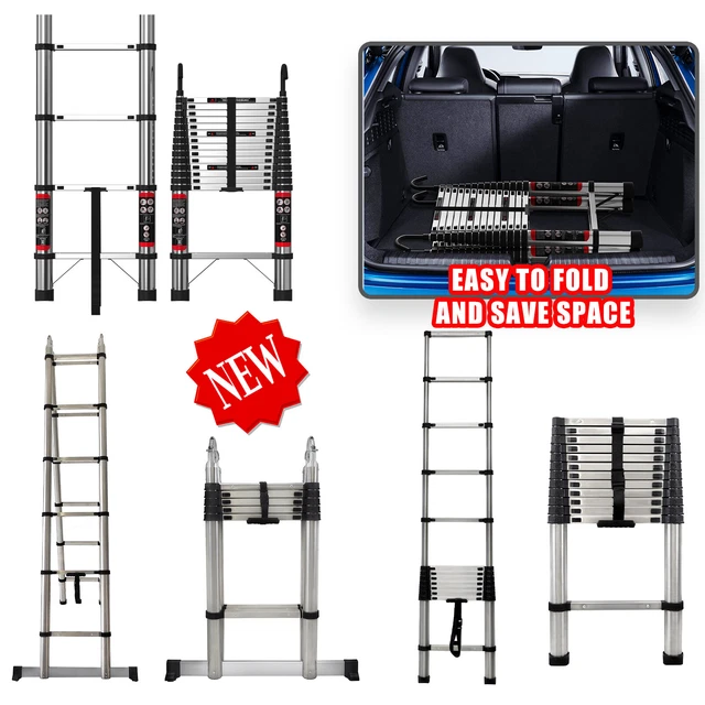 TELESCOPIC FOLDING LADDER Loft Extendable Collapsible Step Ladders