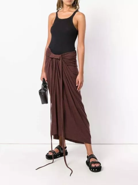 Rick Owens Lilies Draped front Midi Skirt Wool/Angora Size 10 3