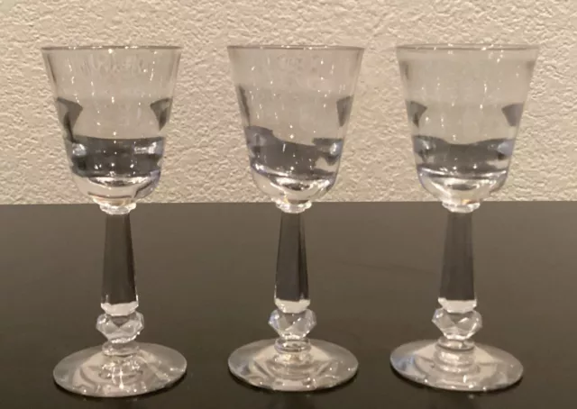 Vintage Crystal Cordial Glasses Set of 3