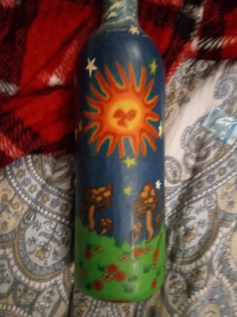 Hippy Shrooms Hand Painted Wine Bottle Turn Bong gravity bong