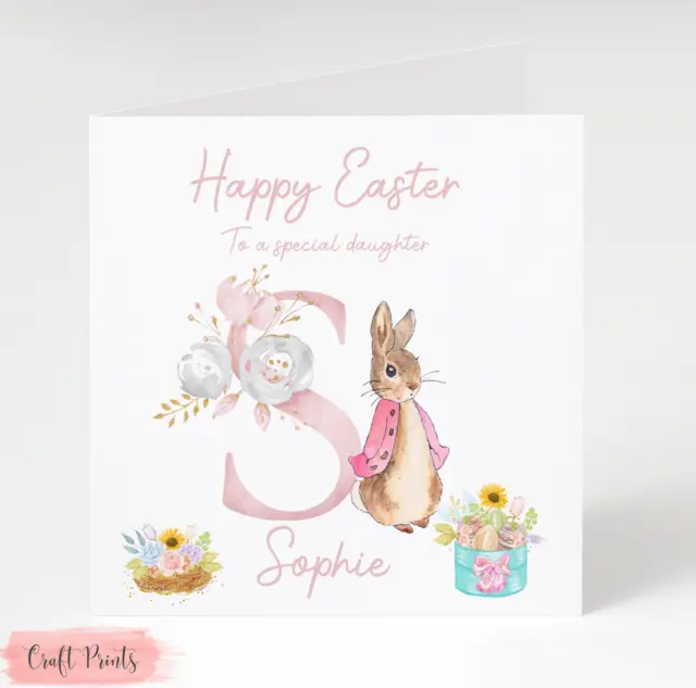 Personalised Peter Rabbit Beatrix  Easter Card Daughter Niece Granddaughter