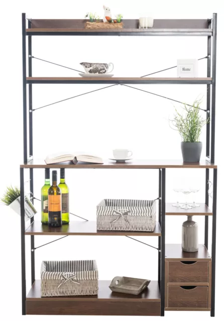 Mueble organizador Fehring En Estilo Industrial Con Estantes & Dos Cajones 2