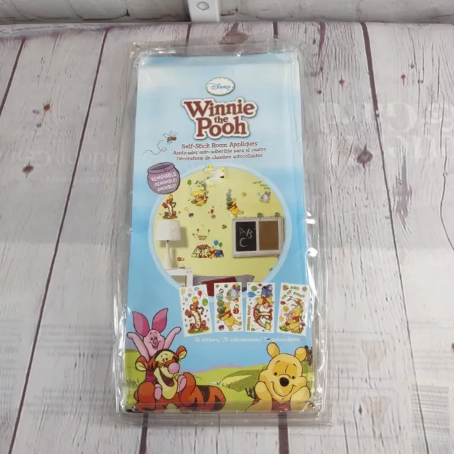 Disney Winnie the Pooh Self-Stick Room Appliques 76 Stickers Removable-Open Box