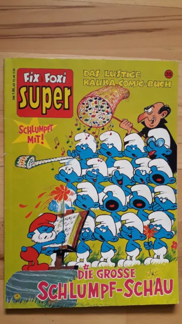 Fix + Foxi Super Nr.35 von 1970 Die Schlümpfe - TOP Z1 KAUKA COMIC-ALBUM Peyo