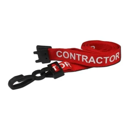 Contractor Red Lanyard Neck Strap For ID Pass Card Badge Holder Safety Breakaway
