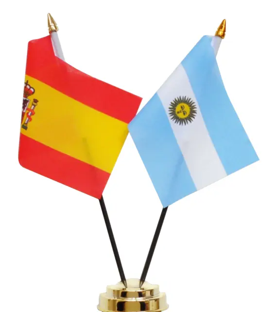 Spain & Argentina Double Friendship Table Flag Set