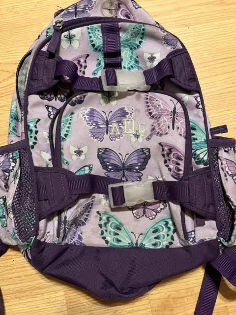 Pottery Barn Kids Purple Butterfly Backpack Has Small Monogram