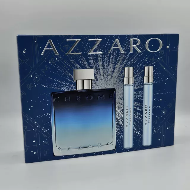 Azzaro Chrome 100 ml Eau de Parfum + 10 ml EDP + 10 ml EDT Taschenspray SET