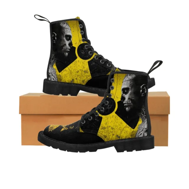 Zombie Skeleton Halloween Radioactive Canvas Ankle Combat Boots PFY