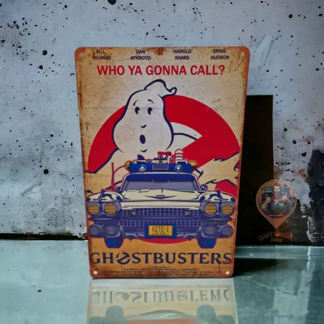 GHOSTBUSTERS Blechschild 20x30 cm WHO YA GONNA CALL? GHOSTBUSTERS ECTO-1