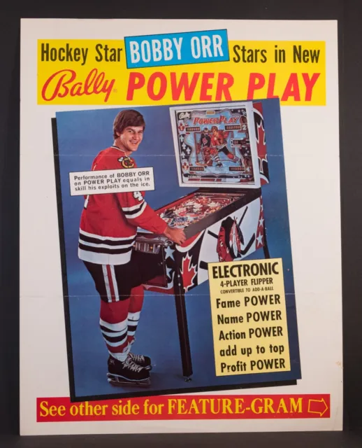 Bobby Orr Power Play Bally Original 1978 Rare Pinball Flyer
