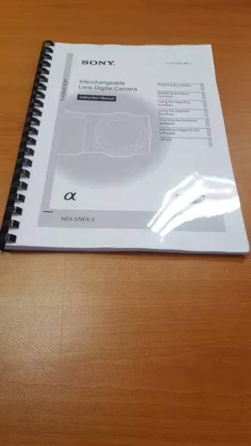 Sony Nex 3 Nex 5 Camera Fully Printed Instruction Manual User Guide 83 Pages A5