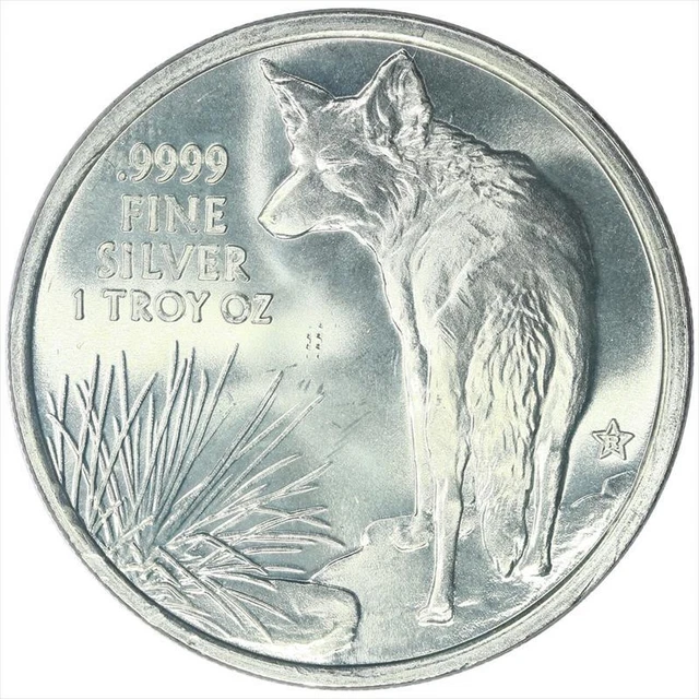 2016 Texas Precious Metals 1 Troy oz .999 Fine Silver Round, Coyote Design Raw