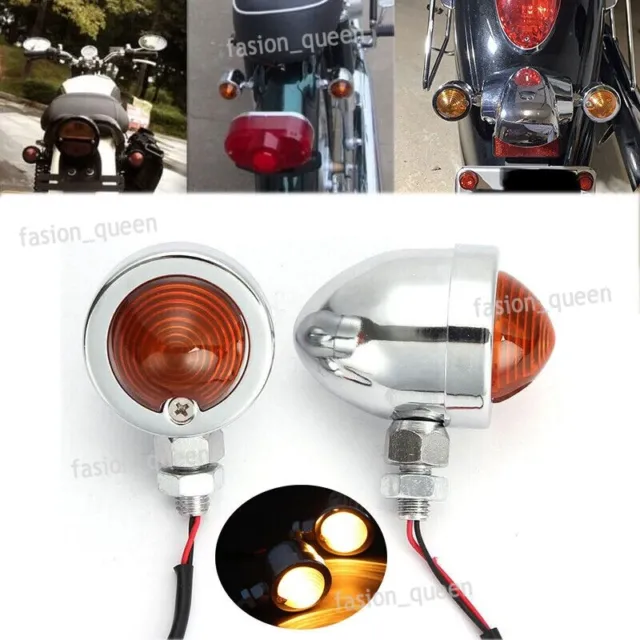 Pair Turn Signals Indicator Light Amber For Kawasaki Vulcan Nomad Drifter 1500