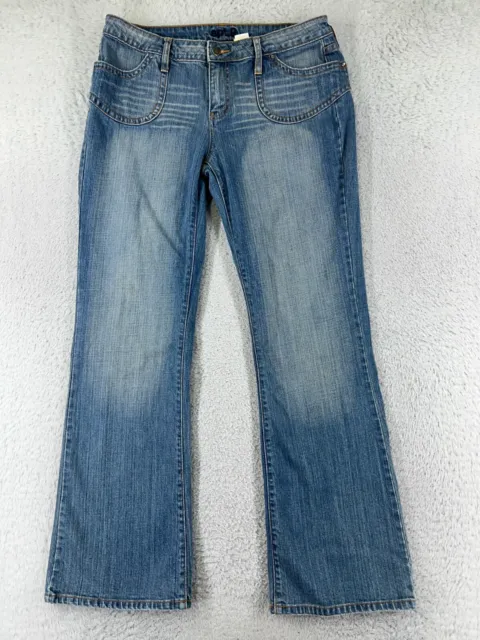 APT 9 Pants Womens 8 Blue Denim Jeans Bootcut Distressed Cotton Blend Stretch