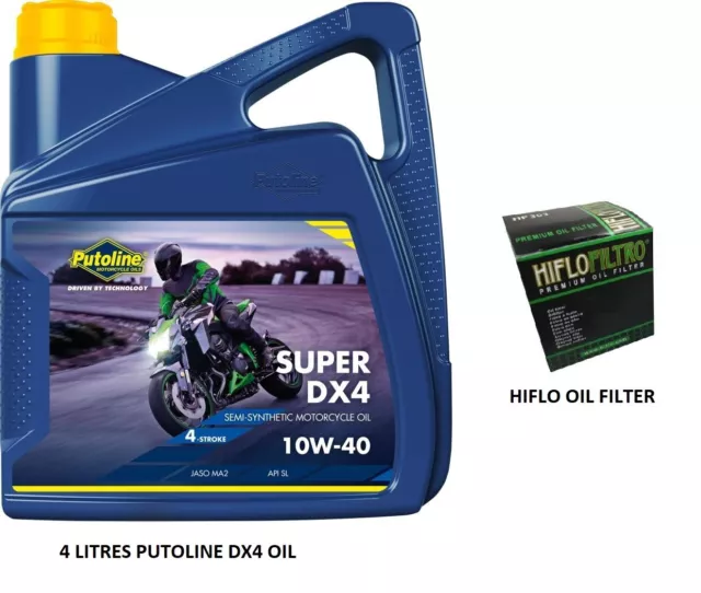 Oil and Filter Kit For Kawasaki KLV 1000 A 2004-2006 PUTOLINE DX4 10W40 Hiflo