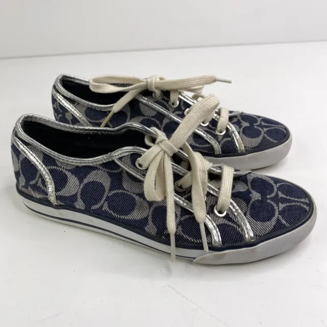 Coach Womens Size 7 Dee Optic Signature C Monogram Canvas Sneakers Shoes Lace Up