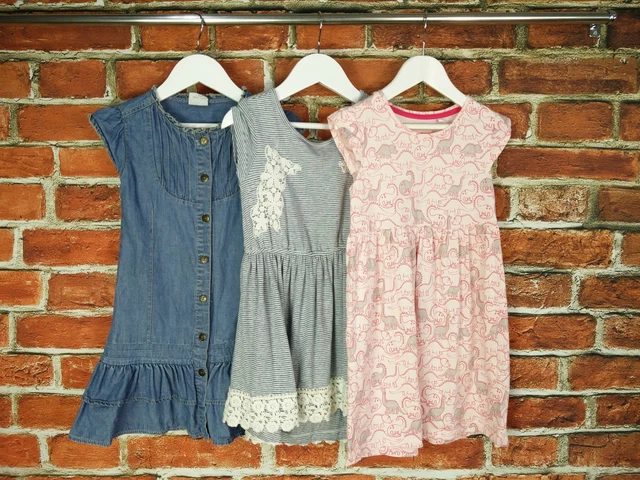 Girls Bundle Age 4-5 Years Next Blue Zoo Dress Set X3 Denim Summer Kids 110Cm