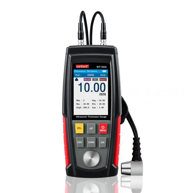 Wintact Digital Ultrasonic Thickness Gauge Tester Meter, Range 0.039 to 8.85 in