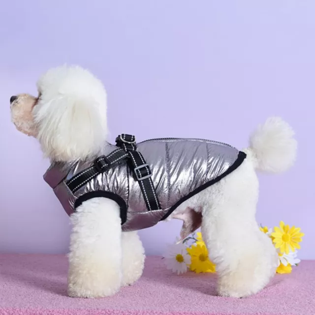 Two-legged Dog Warm Vest Soft with Zipper for Pet Winter Supplies (Silver L) FR 2