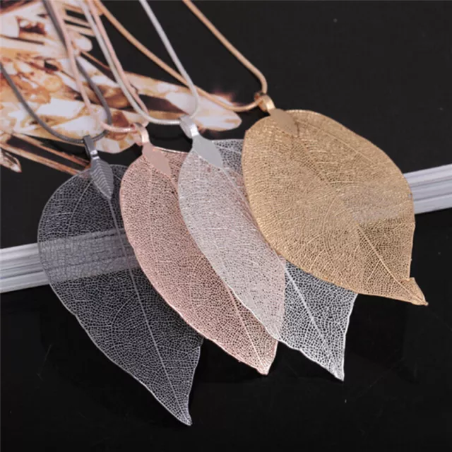 Unique Women Fashion Jewelry Simple Leaf Sweater Pendant Long Chain Necklace *_*