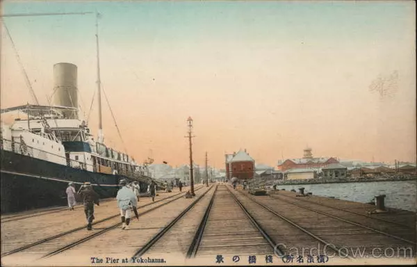 Japan The Pier at Yokohama Postcard Vintage Post Card