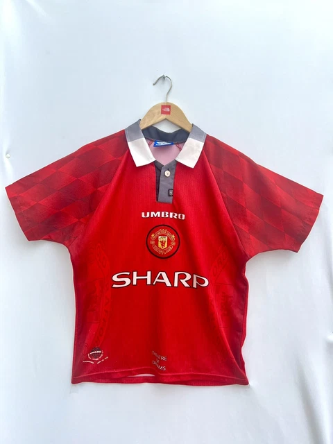 Maillot Vintage Manchester United Umbro 1996-98, Taille L, Rouge, Original