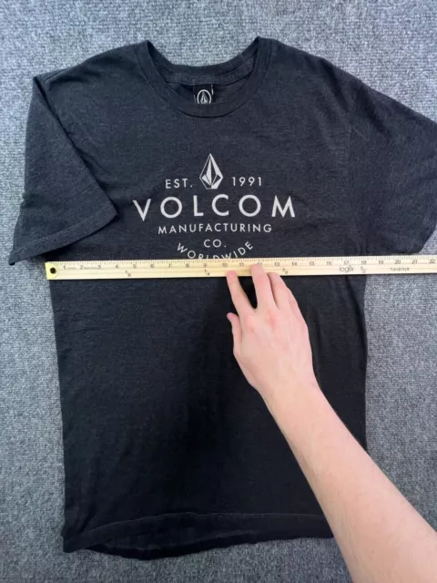 Volcom Shirt Mens Medium Gray Short Sleeve Crew Neck Front Logo Tee Worldwide 3