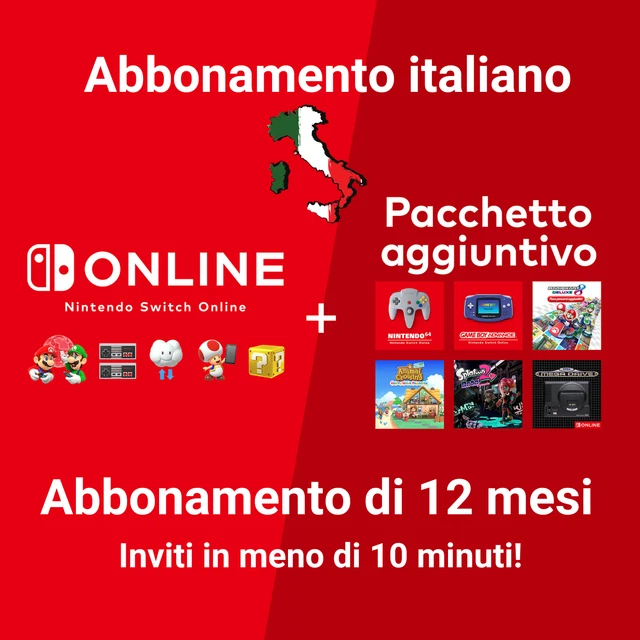 🔥 Nintendo Switch Online + pacchetto aggiuntivo • Abbonamento italiano! 12 mesi