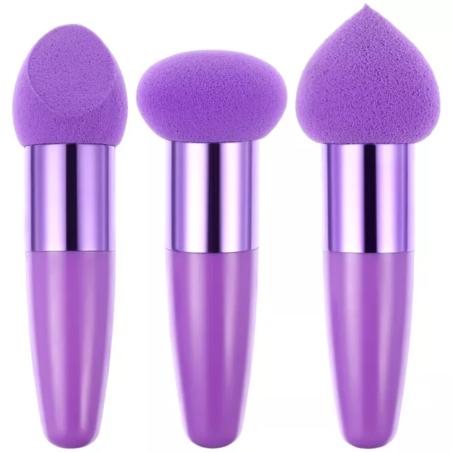 3 Pcs Éponges De Fond Teint Mixeur Avec Manche Mélangeur Outils Maquillage