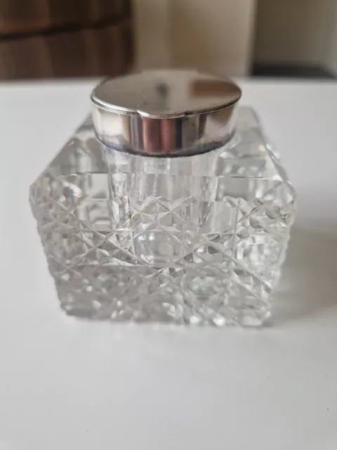 SM&Co Silver Topped Glass Inkwell