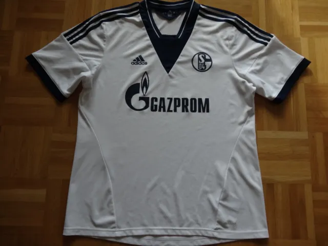 FC Schalke 04 Auswärts Trikot 2013 2014 2015 Adidas weiß Gazprom XL Top