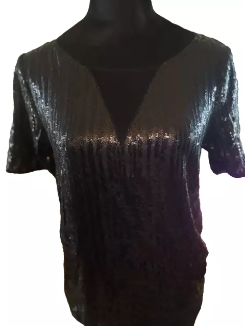 Ella Moss Sequin Womens black Top Size Small