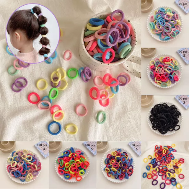 100Pcs Kids Girl Elastic Rope Hair Ties Ponytail Holder Rubber Band Hairband -