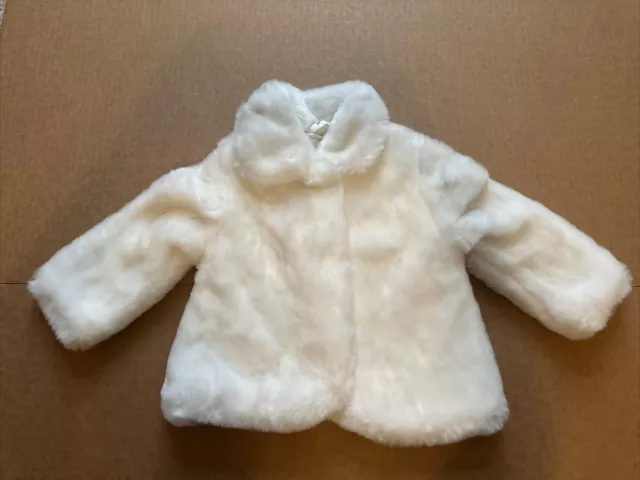 KATE SPADE Girls Size 18 months Cream Ivory Faux Fur Lined Jacket Coat MSRP $98