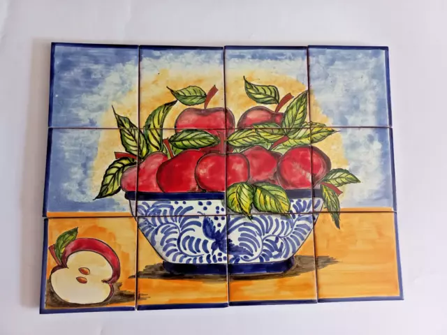 17" CERAMIC TILE MURAL mexican talavera mosaic handpainted backsplash small town