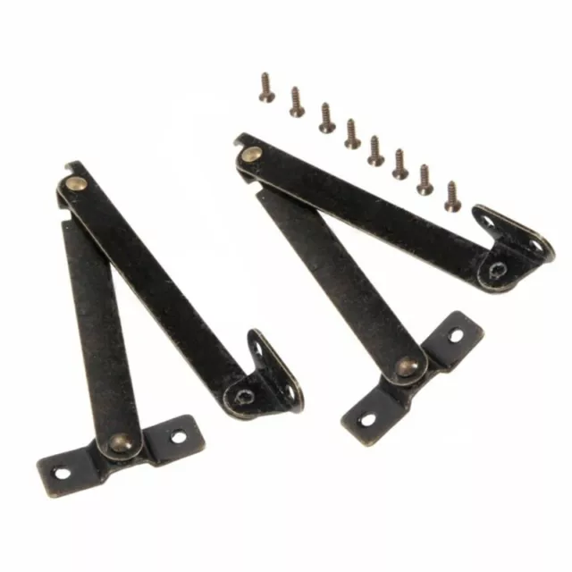 2pcs Lid Support Hinges Rods Bracket Furniture Box Cabinet Stay Hardware Tools