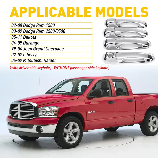 Chrome 4x For Handle Door Dodge Ram Durango Dakota Jeep Grand Liberty Mitsubishi
