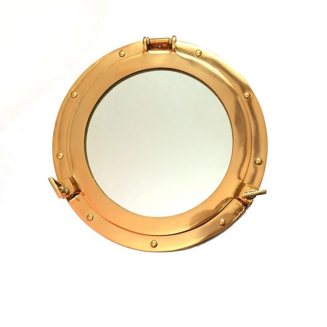 15" Latón Marítimo Portilla Redondo Ventana Cristal Náutico Barco Navío Espejo