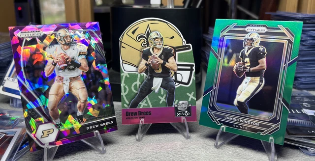 2021&22 Prizm & Optic 3 Card Saints Lot - Drew Brees X Is /75 & Purple /149 &