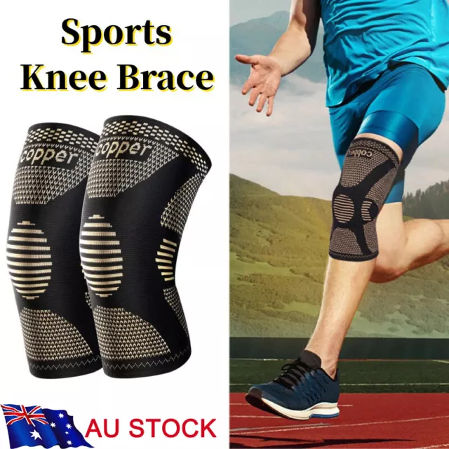 Copper Knee Brace Compression Sleeve Support Sports Joint Arthritis Pain Relief