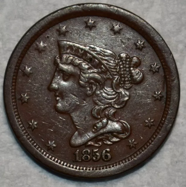 About Uncirculated 1856 Braided Hair Half Cent, Sharp specimen.