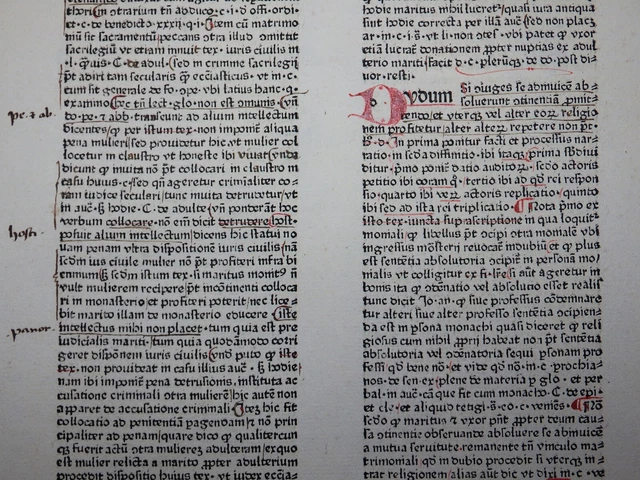 INKUNABEL BLATT TUDESCHIS Super Libros Decretalium Basel Ruppel Richel