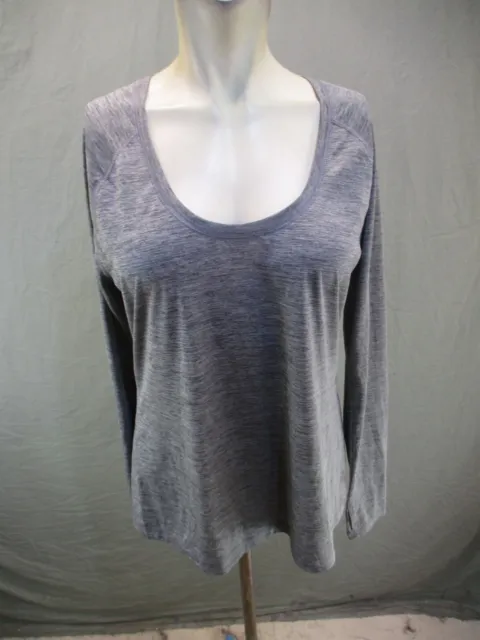 Zella Size XL Womens Gray Scoop Neck Stretch Long Sleeve Athletic Top 368